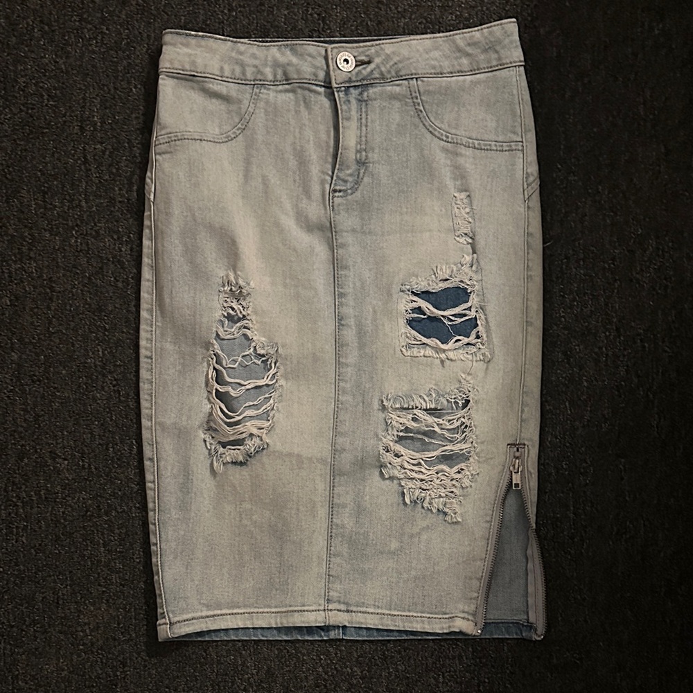 G by Guess Distressed Denim Pencil Skirt